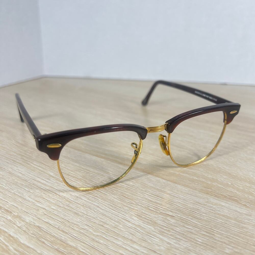 Vintage Bausch & Lomb Ray-Ban W0366 Clubmaster Sunglasses READ Brown